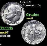 1975-d Roosevelt Dime 10c Grades GEM++ Unc