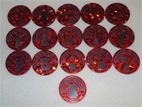 Lot of 16 Assorted Red NHL Hockey Pogs