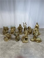 Assortment of gold painted Christmas decor and