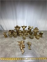 Assortment of gold painted angel figurines