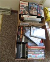 2 Boxes of DVDs & VHS Tapes