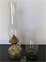 Antique Oil Lamp & Glass Shade