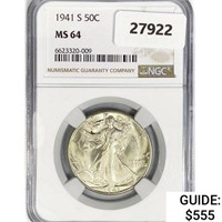 1941-S Walking Liberty Half Dollar NGC MS64