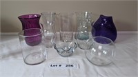 ASSORTED VASES AND CANDLE HOLDERS