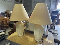 Pair ceramic table lamps 34 inches high