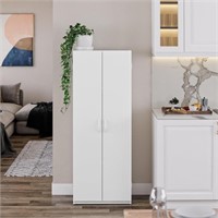 B3875  Mainstays 60" 2 Door Storage Cabinet, White