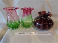 3 Blown Glass Vases