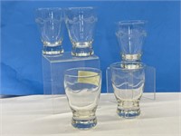 5 Etched Glass  Juice Glasses