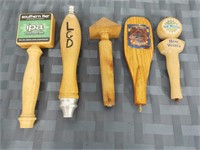Five Wooden Beer Taps w/ Unique Oar tap