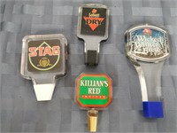 Four Lucite Beer Taps: Stag, Killian's, +