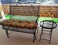 J - PATIO GLIDER SETTEE & SMALL TABLE