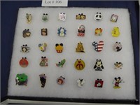 30 WALT DISNEY CHARACTER PINS-SIGNED WITH MICKEY