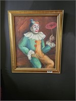 Original Vintage Clown Painting by Olive Bean