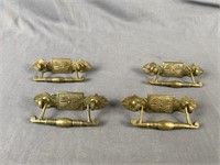 4 Antique Brass Drawer / Cabinet Handles