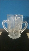 Two handle pattern glass vase 5 and 1/2 in tall