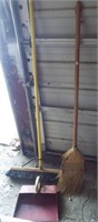 Push broom, dust pan and straw broom.
