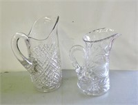 Two Antique Pitchers, One Thistle Pattern