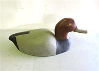 Hand Carved Long Point Decoy, Glass Eyes, 14"L