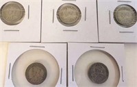 5 - No Date Canadian Silver Dimes