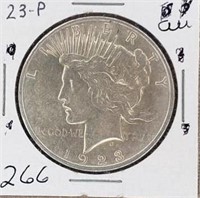 1923P  Peace Silver Dollar AU