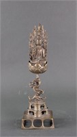 Chinese Tang Style Silver Shakyamuni Buddha Statue