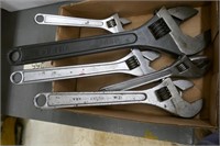 BOX OF ADJUSTABLE WRENCHES