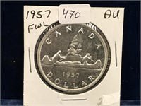 1957 Can Silver Dollar  AU