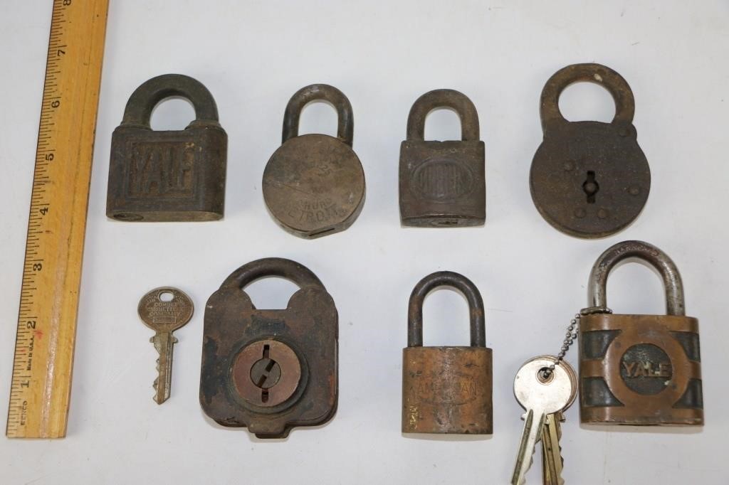 Lot of Antique Padlocks-Yale and Others