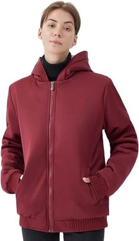 Womens Fashion Fleece Sherpa Lined Hooded Coat-XL