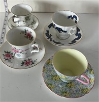 Decorative tea cups and saucers