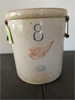 Union Stoneware Co. Red Wing 8 crock w/ wooden