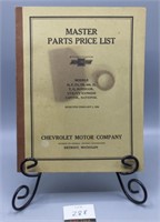 Chevrolet Motor Company Master Price List Catalog