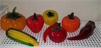 Glass fruit and vegetables, peppers, orange