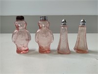 Vintage Pink Glass Salt and Pepper Shakers