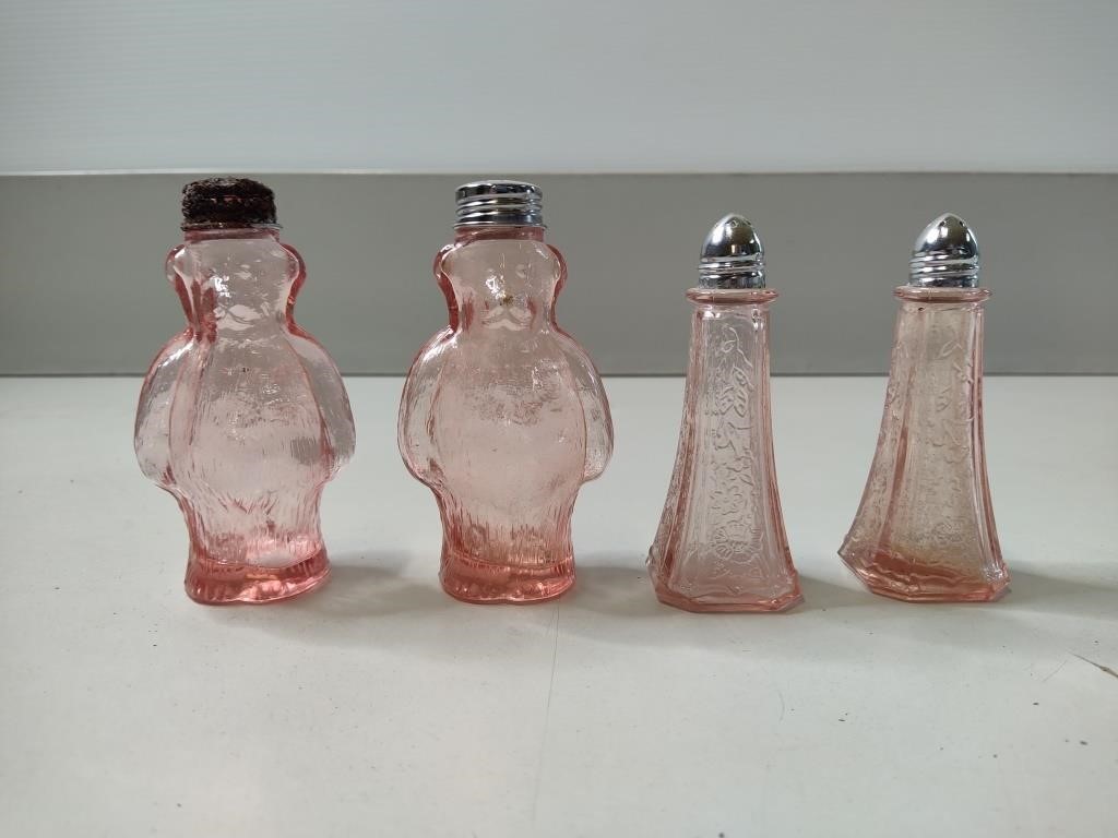 Vintage Pink Glass Salt and Pepper Shakers