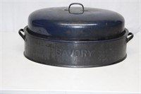 VINTAGE ENAMEL SAVORY ROASTING PAN