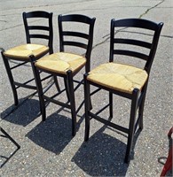 3 LADDER BACK BAR STOOLS