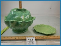 HOLLAND MOLD GLASS CABBAGE CONTAINER AND PLATE