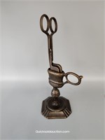 Rare Antique Brass Scissor Candle Wick Snuffer Wit