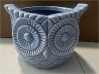 4x5in Blue Glazed Ceramic Owl Planter