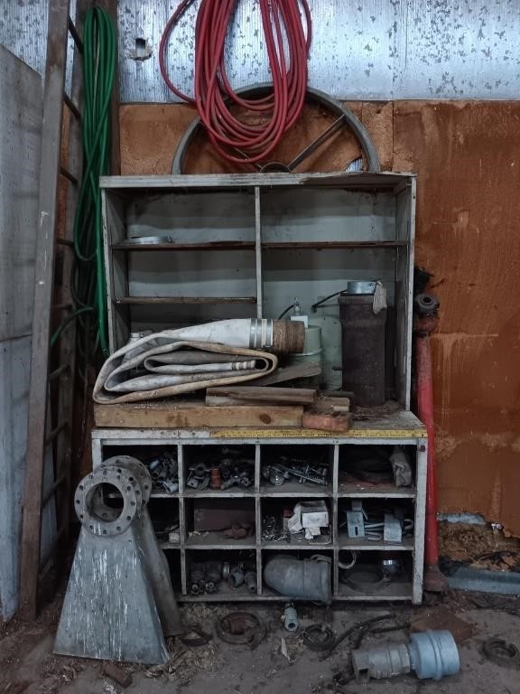 Vintage parts bins w/ misc irrigation parts