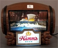 Hamm's rotating barrel cash register sign 7" high