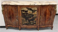 19c French Louis XV Chinoiserie Marble Top Buffet