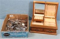 Assorted Flatware & Jewelry Box