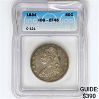 1834 Capped Bust Half Dollar ICG EF45 O-121