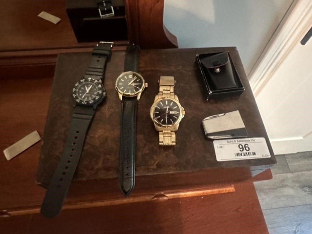 3 Wrist Watches and Money Clip