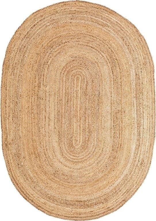 LARGE OVAL HAND WOVEN JUTE RUG