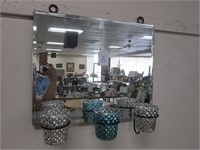 BEVELED WALL MIRROR WITH CANDLE HOLDERS