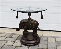 Contemporary Elephant Base Glass Ocassional Table