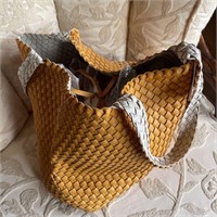 Yellow Woven Leather Bag
